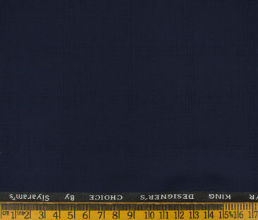 Siyaram's Men's Terry Rayon Checks 3.75 Meter Unstitched Suiting Fabric (Dark Royal Blue)