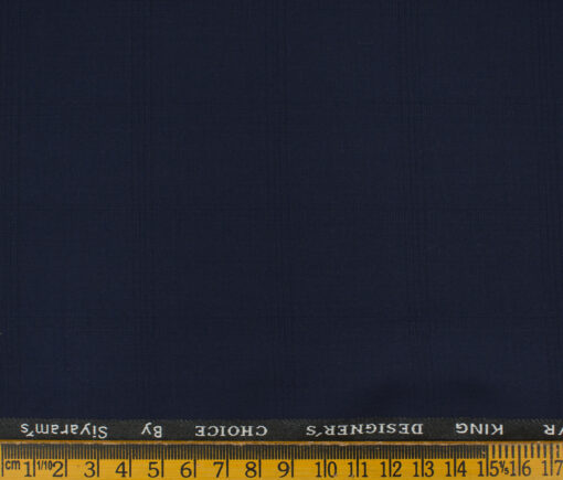 Siyaram's Men's Terry Rayon Checks 3.75 Meter Unstitched Suiting Fabric (Dark Royal Blue)