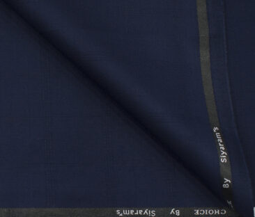 Siyaram's Men's Terry Rayon Checks 3.75 Meter Unstitched Suiting Fabric (Dark Royal Blue)