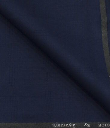 Siyaram's Men's Terry Rayon Checks 3.75 Meter Unstitched Suiting Fabric (Dark Royal Blue)