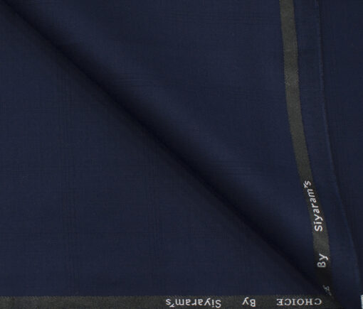 Siyaram's Men's Terry Rayon Checks 3.75 Meter Unstitched Suiting Fabric (Dark Royal Blue)