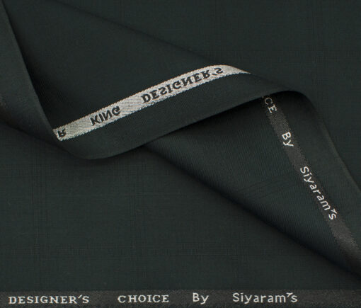 Siyaram's Men's Terry Rayon Checks 3.75 Meter Unstitched Suiting Fabric (Dark Green)