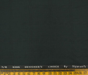 Siyaram's Men's Terry Rayon Checks 3.75 Meter Unstitched Suiting Fabric (Dark Green)