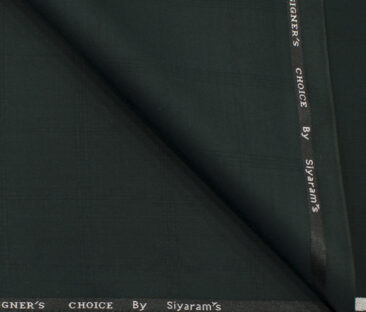Siyaram's Men's Terry Rayon Checks 3.75 Meter Unstitched Suiting Fabric (Dark Green)