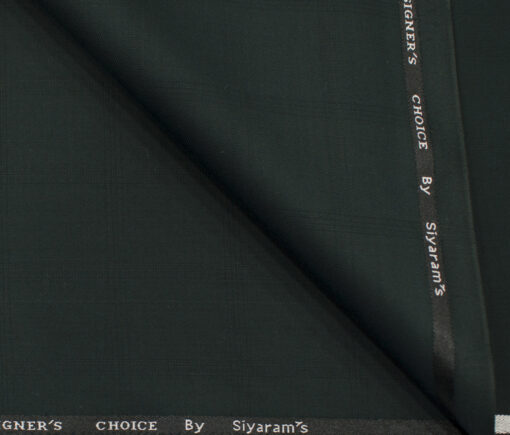 Siyaram's Men's Terry Rayon Checks 3.75 Meter Unstitched Suiting Fabric (Dark Green)