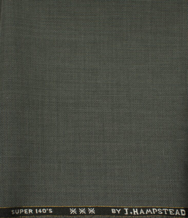 J.Hampstead Men's Wool Structured Super 140's 1.30 Meter Unstitched Trouser Fabric (Grey)