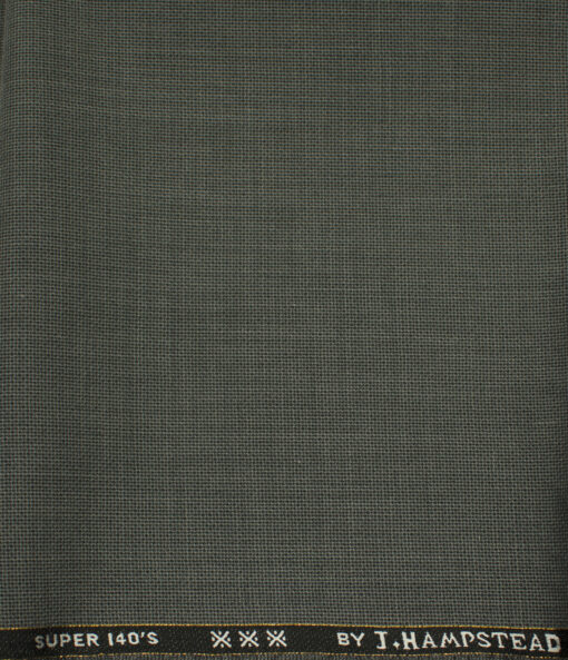 J.Hampstead Men's Wool Structured Super 140's 1.30 Meter Unstitched Trouser Fabric (Grey)