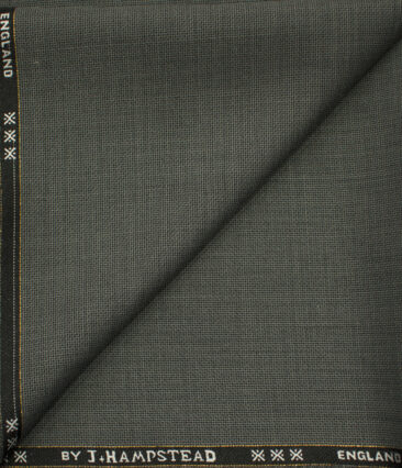 J.Hampstead Men's Wool Structured Super 140's 1.30 Meter Unstitched Trouser Fabric (Grey)