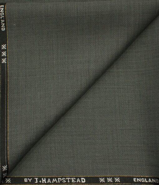J.Hampstead Men's Wool Structured Super 140's 1.30 Meter Unstitched Trouser Fabric (Grey)