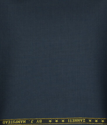 J.Hampstead Men's Wool Checks Super 120's 1.30 Meter Unstitched Trouser Fabric (Dark Blue)
