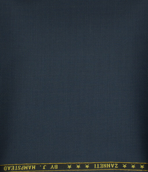 J.Hampstead Men's Wool Checks Super 120's 1.30 Meter Unstitched Trouser Fabric (Dark Blue)