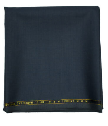 J.Hampstead Men's Wool Checks Super 120's 1.30 Meter Unstitched Trouser Fabric (Dark Blue)