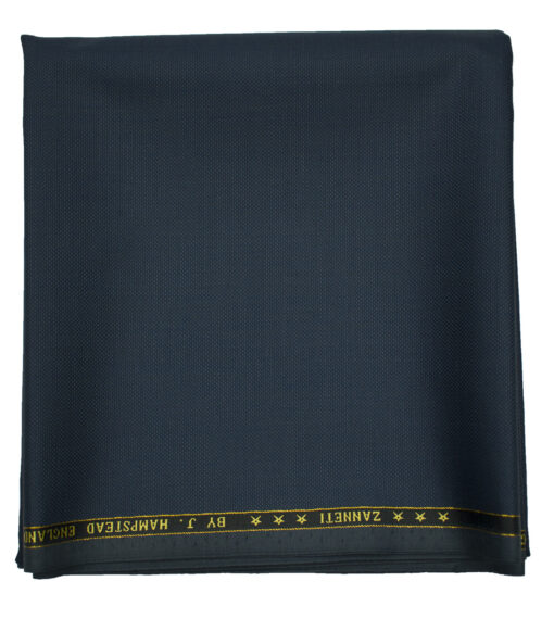 J.Hampstead Men's Wool Checks Super 120's 1.30 Meter Unstitched Trouser Fabric (Dark Blue)