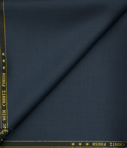 J.Hampstead Men's Wool Checks Super 120's 1.30 Meter Unstitched Trouser Fabric (Dark Blue)
