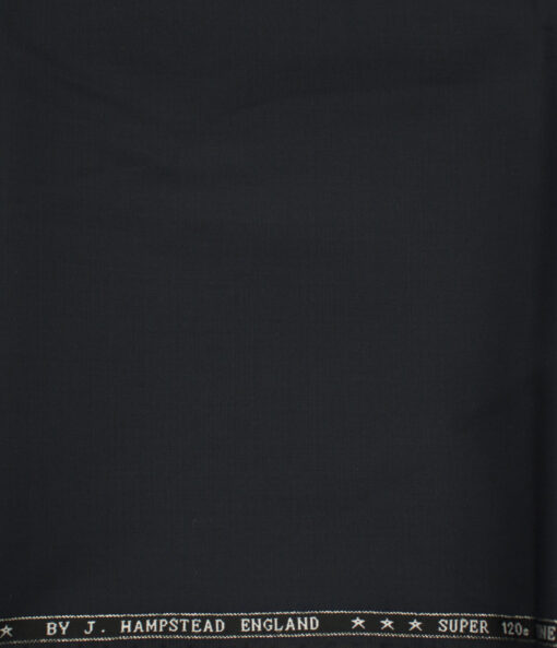 J.Hampstead Men's Wool Solids Super 120's 1.30 Meter Unstitched Trouser Fabric (Dark Navy Blue)
