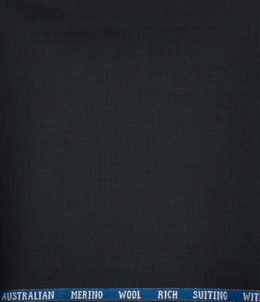 J.Hampstead Men's Wool Self Design Super 130's 1.30 Meter Unstitched Trouser Fabric (Dark Purplish Blue)
