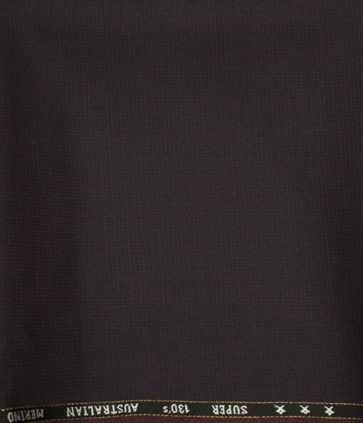 J.Hampstead Men's Wool Structured Super 130's 1.30 Meter Unstitched Trouser Fabric (Dark Wine)