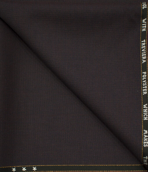 J.Hampstead Men's Wool Structured Super 130's 1.30 Meter Unstitched Trouser Fabric (Dark Wine)