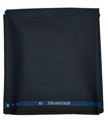 J.Hampstead Men's Wool Checks Super 130's1.30 Meter Unstitched Trouser Fabric (Dark Blue)