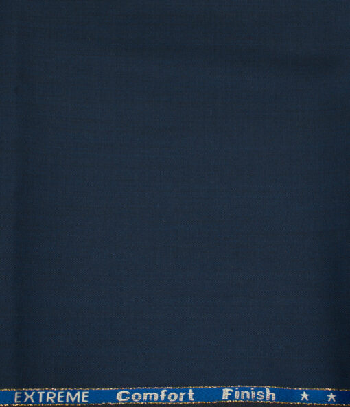 J.Hampstead Men's Wool Checks Super 130's 1.30 Meter Unstitched Trouser Fabric (Royal Blue)