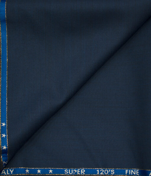J.Hampstead Men's Wool Checks Super 130's 1.30 Meter Unstitched Trouser Fabric (Royal Blue)