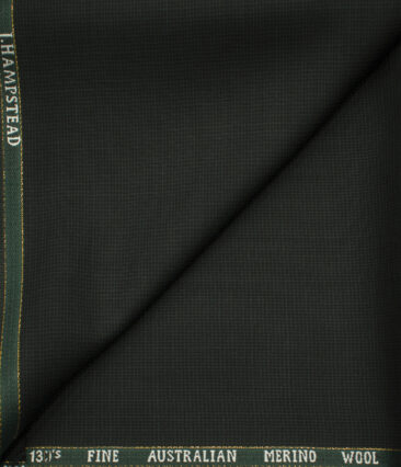 J.Hampstead Men's Wool Checks Super 130's 1.30 Meter Unstitched Trouser Fabric (Dark Green )