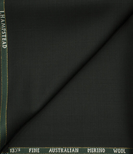 J.Hampstead Men's Wool Checks Super 130's 1.30 Meter Unstitched Trouser Fabric (Dark Green )