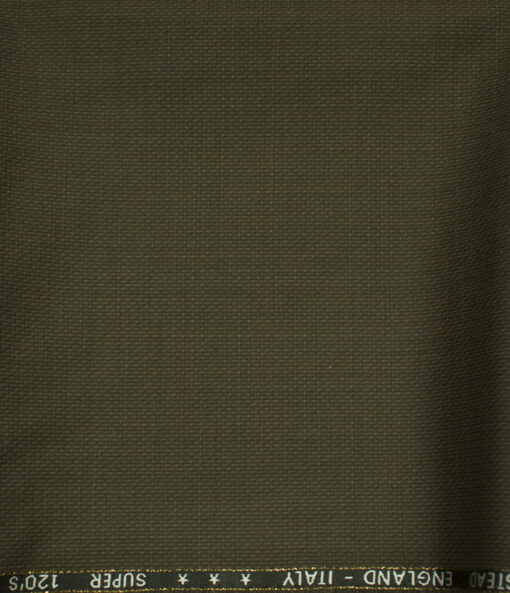 J.Hampstead Men's Wool Checks Super 120's 1.30 Meter Unstitched Trouser Fabric (Coffee Brown)