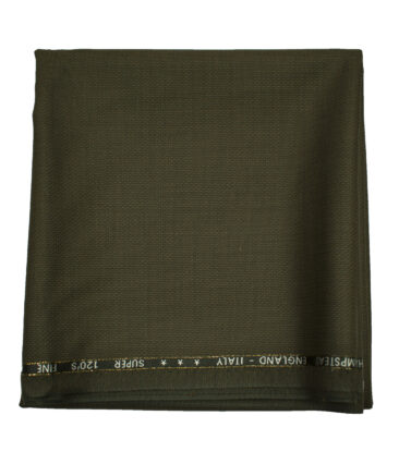 J.Hampstead Men's Wool Checks Super 120's 1.30 Meter Unstitched Trouser Fabric (Coffee Brown)