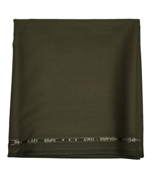 J.Hampstead Men's Wool Checks Super 120's 1.30 Meter Unstitched Trouser Fabric (Coffee Brown)