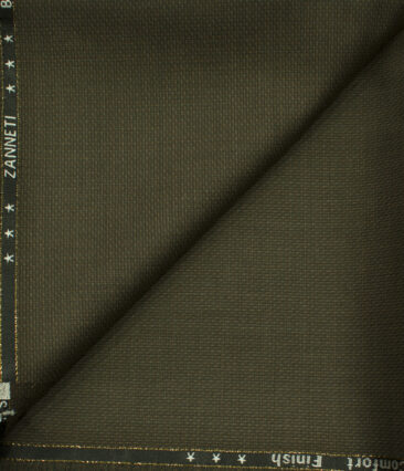 J.Hampstead Men's Wool Checks Super 120's 1.30 Meter Unstitched Trouser Fabric (Coffee Brown)
