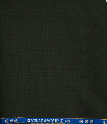 J.Hampstead Men's Wool Checks Super 170's 1.30 Meter Unstitched Trouser Fabric (Black)