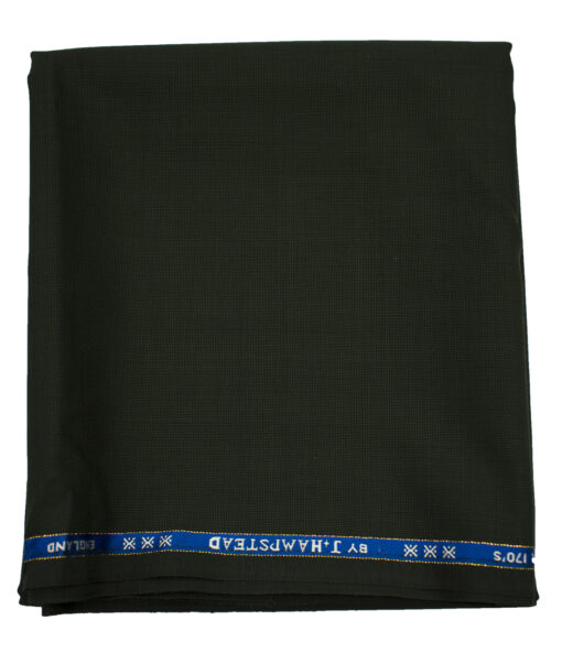 J.Hampstead Men's Wool Checks Super 170's 1.30 Meter Unstitched Trouser Fabric (Black)