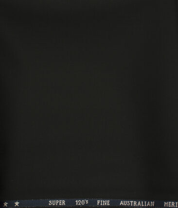 J.Hampstead Men's Wool Solids Super 120's 1.30 Meter Unstitched Trouser Fabric (Black)