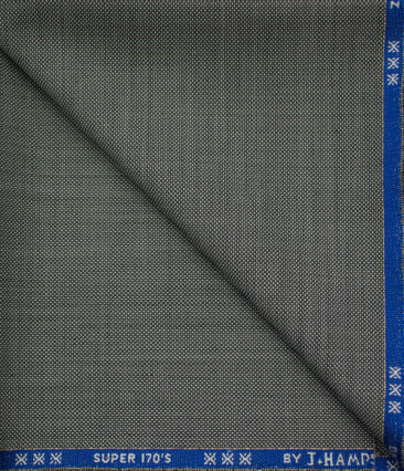 J.Hampstead Men's Wool Structured 1.30 Meter Unstitched Trouser Fabric (White & Black)