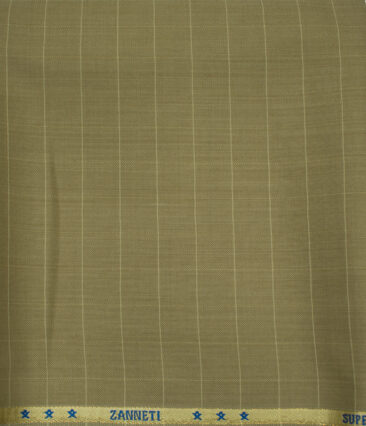 J.Hampstead Men's Wool Checks 1.30 Meter Unstitched Trouser Fabric (Fawn Beige)
