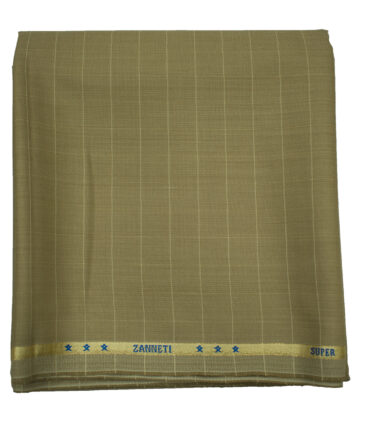 J.Hampstead Men's Wool Checks 1.30 Meter Unstitched Trouser Fabric (Fawn Beige)