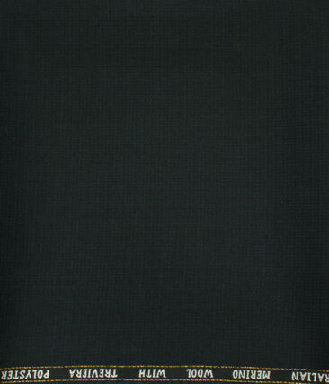 J.Hampstead Men's Wool Checks 1.30 Meter Unstitched Trouser Fabric (Dark Sea Green)