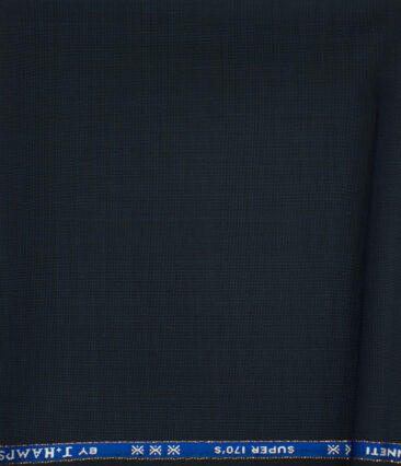J.Hampstead Men's Wool Structured 1.30 Meter Unstitched Trouser Fabric (Dark Blue)