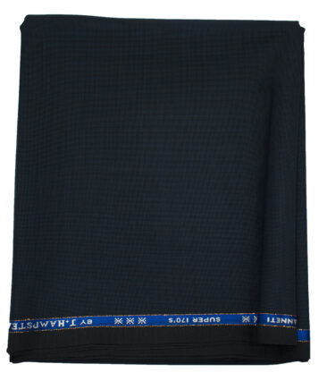 J.Hampstead Men's Wool Structured 1.30 Meter Unstitched Trouser Fabric (Dark Blue)