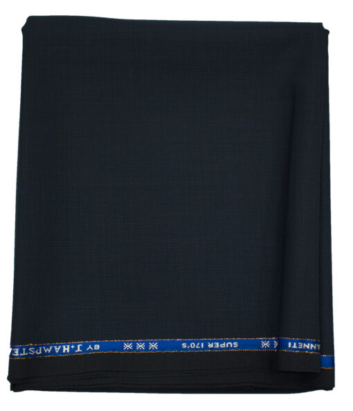 J.Hampstead Men's Wool Structured 1.30 Meter Unstitched Trouser Fabric (Dark Blue)