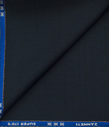 J.Hampstead Men's Wool Structured 1.30 Meter Unstitched Trouser Fabric (Dark Blue)