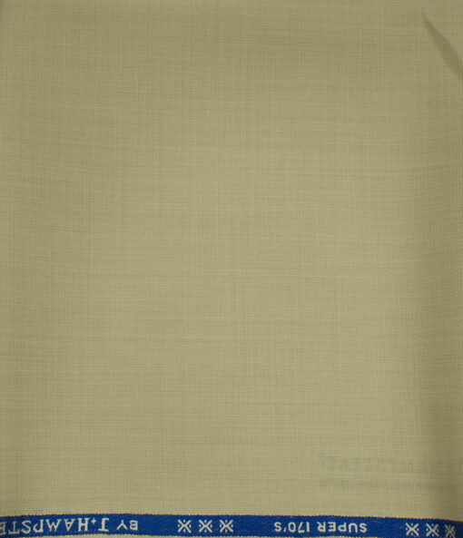 J.Hampstead Men's Wool Structured Super 170's 1.30 Meter Unstitched Trouser Fabric (Cream)