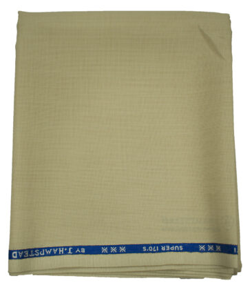 J.Hampstead Men's Wool Structured Super 170's 1.30 Meter Unstitched Trouser Fabric (Cream)
