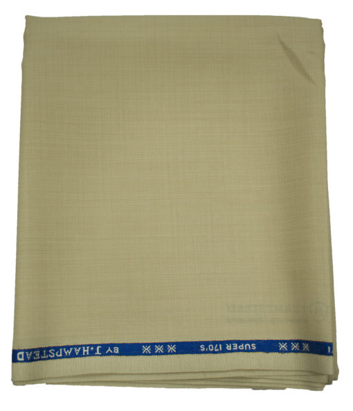 J.Hampstead Men's Wool Structured Super 170's 1.30 Meter Unstitched Trouser Fabric (Cream)