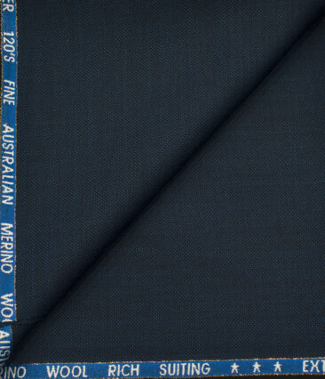 J.Hampstead Men's Wool Structured Super 120's 1.30 Meter Unstitched Trouser Fabric (Dark Royal Blue)