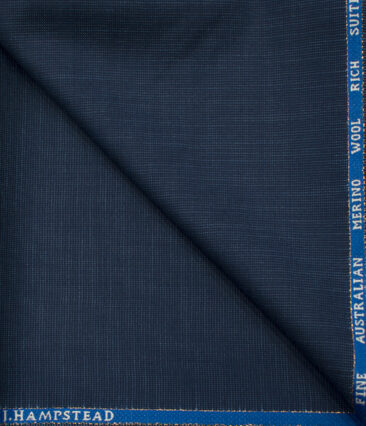 J.Hampstead Men's Wool Self Design Super 130's 1.30 Meter Unstitched Trouser Fabric (Dark Blue)