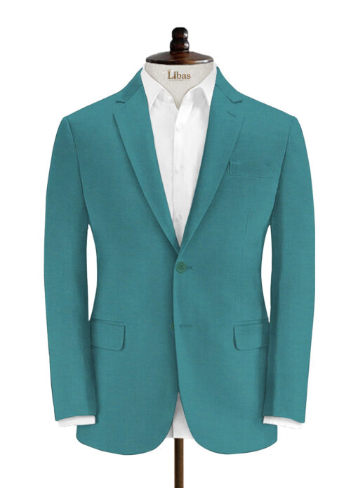Absoluto Men's Terry Rayon Solids 3.75 Meter Unstitched Suiting Fabric (Aqua Green)