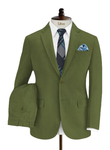 Absoluto Men's Terry Rayon Solids 3.75 Meter Unstitched Suiting Fabric (Olive Green)