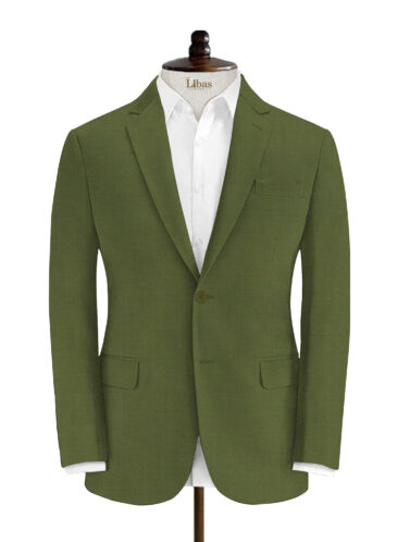 Absoluto Men's Terry Rayon Solids 3.75 Meter Unstitched Suiting Fabric (Olive Green)